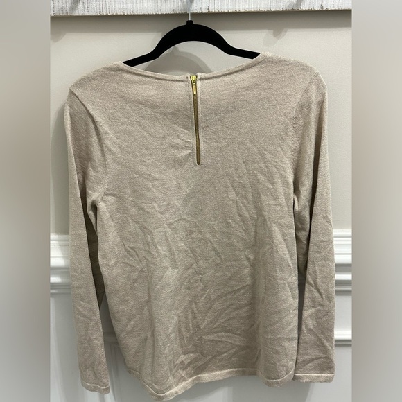 Chico’s Zip Back Lurex Mindy Pullover Sweater in Stardust Gold sz M 8 - Picture 4 of 7